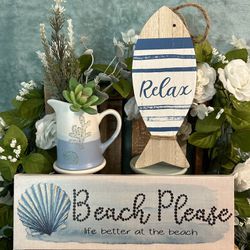 Tier tray beach decor signs & mini vase