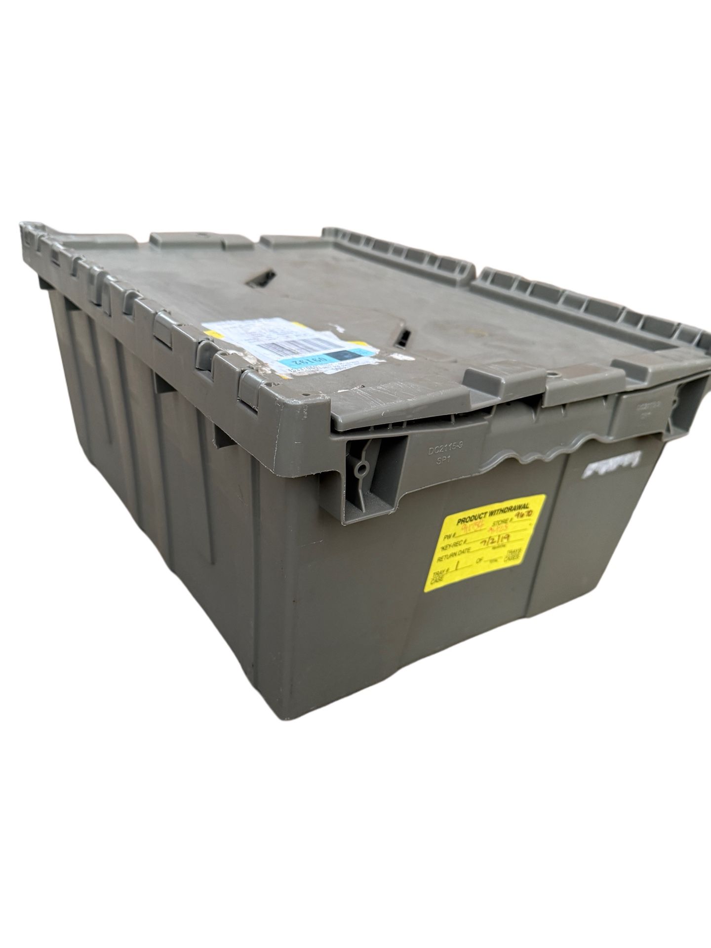 Quantum Storage Systems QDC2115-9 Attached Lid Container Heavy Duty Plasti. Grey Tote