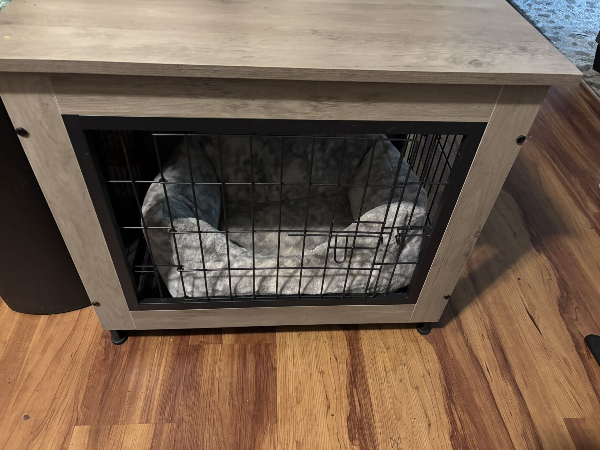 Wooden Dog Crate With A Pet Bed 