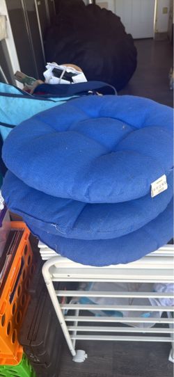 Round Blue Chair Cushions Set of 3