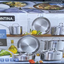 Tramontina 8-Piece Tri-Ply Clad Stainless Steel Cookware Set, with