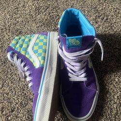 Purple and blue Vans high top