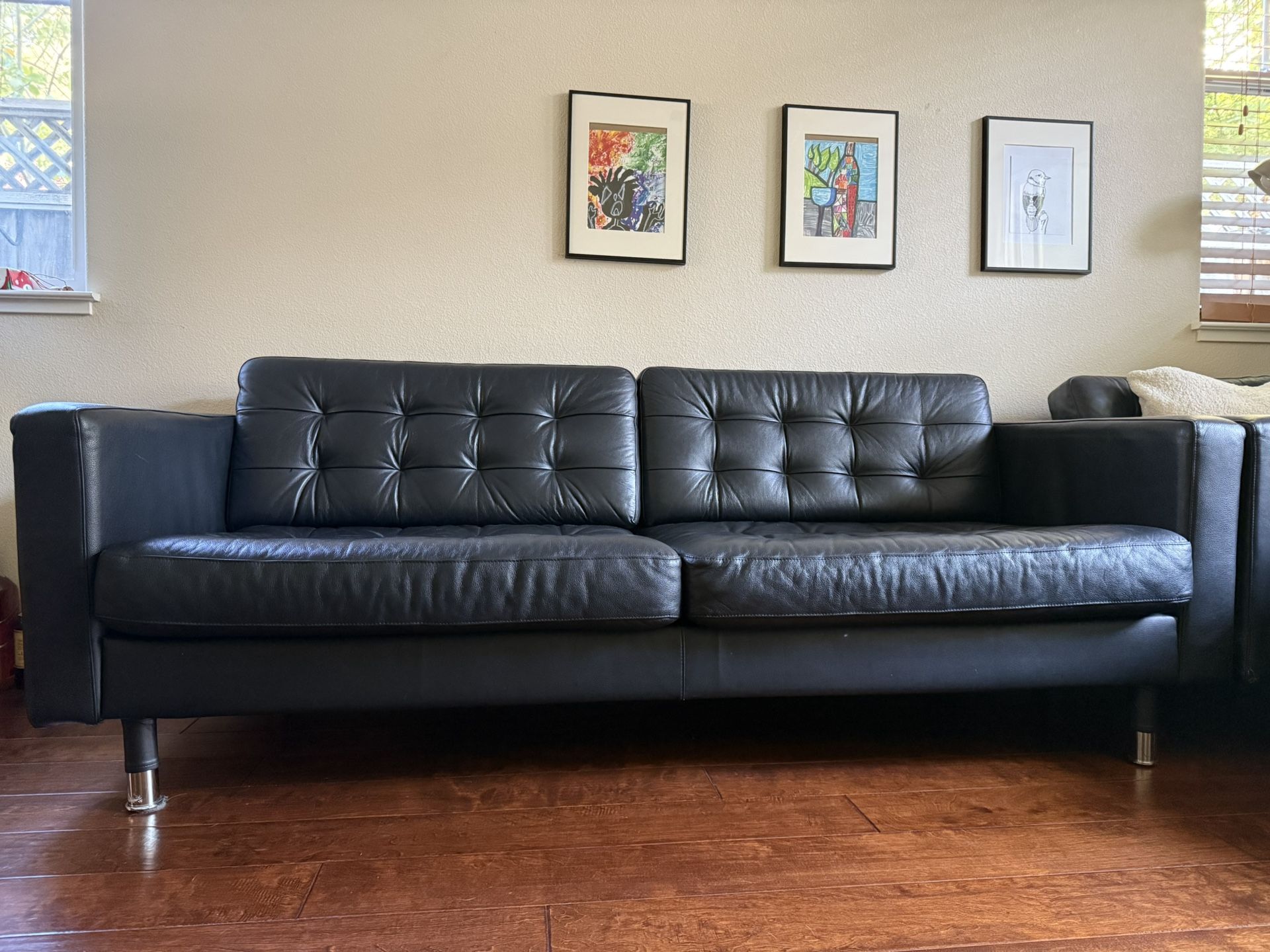IKEA Leather Sofa Black
