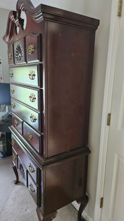 Tall Cherry Wood Chest on Chest Dresser