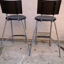Pair Of Black Short Stool Chairs 