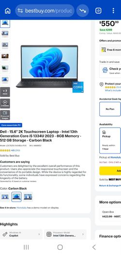 Dell 15.6" Laptop 13th Gen Core i5 1334U 512gb Storage