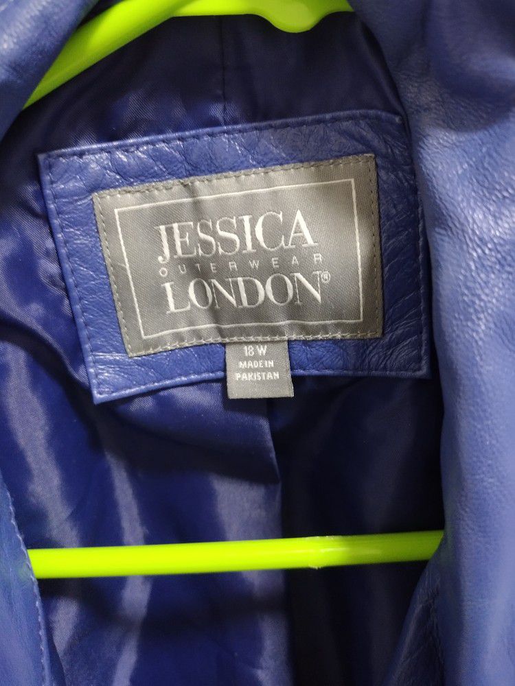 Blue Jessica London Leather Jacket