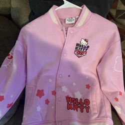 Hello Kitty Girls Varsity Jacket - Button Front Letterman Girls Bomber Jacket for Kids