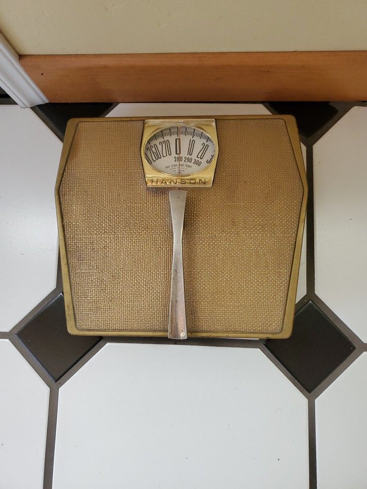 Vintage HANSON Made In USA Gold Hollywood Regency/MCM Bathroom Scale