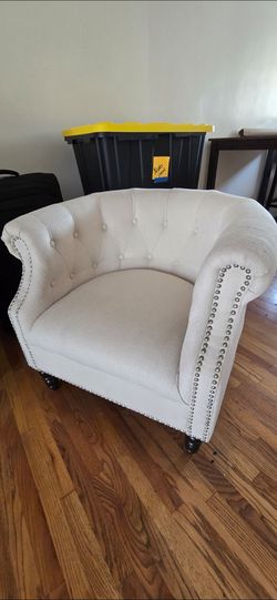 Cream Accent Chair with Studs