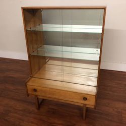 Vintage Mid Century Teak Mirrored Display Case - Many More Items In Stock!