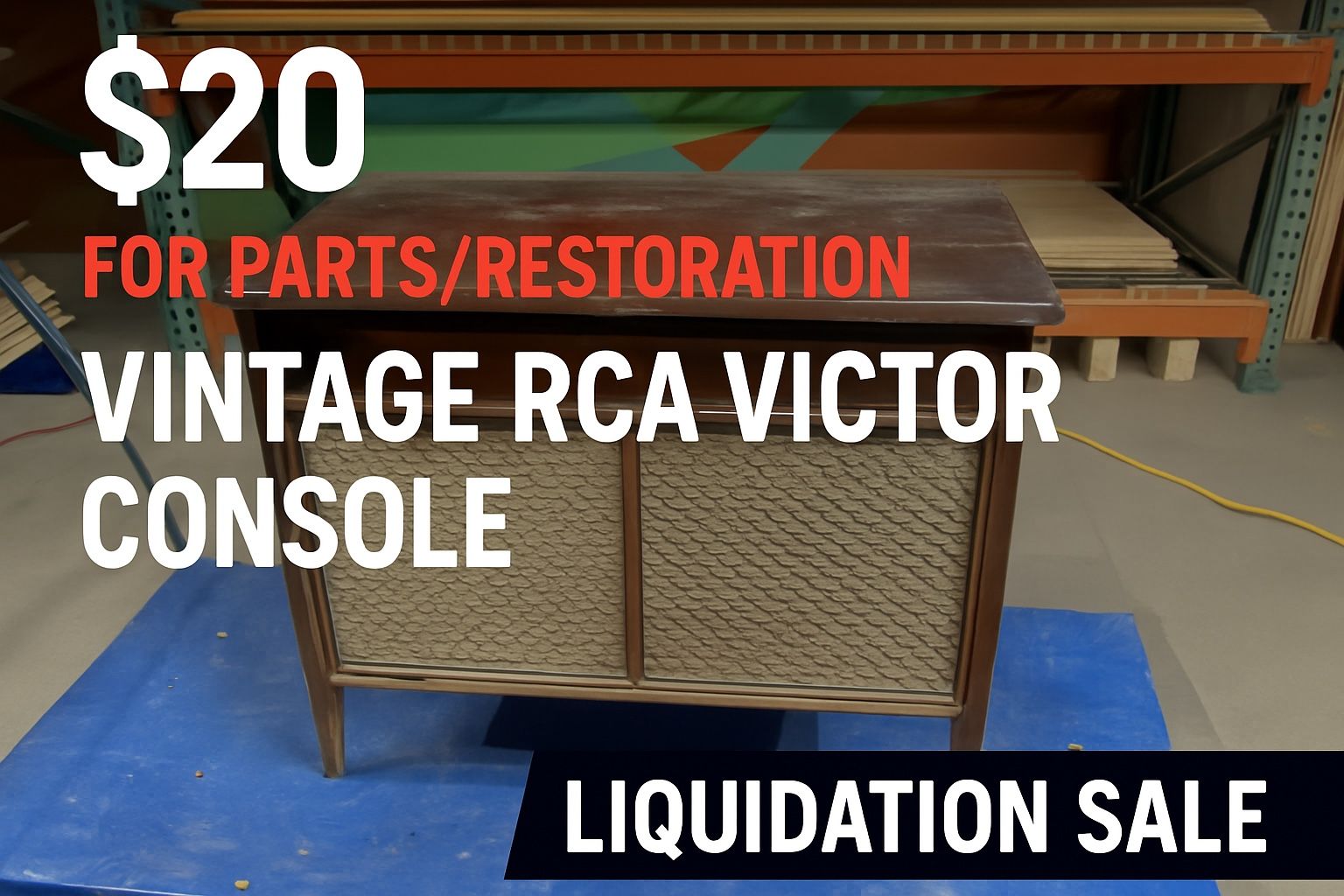 VINTAGE RCA Victor Victrola Console Model 3VE07 - FOR PARTS/RESTORATION - $20 🔥