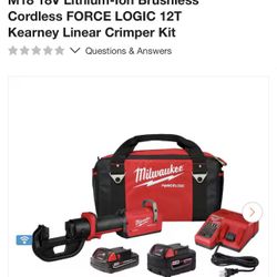 Milwaukee M18 18V Lithium-Ion Brushless Cordless FORCE LOGIC 12T Kearney Linear Crimper Kit