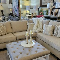 Beige Sectional Hobo Style New