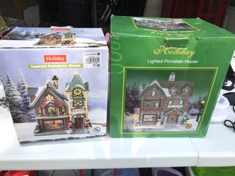 Holiday lighted porcelain houses
