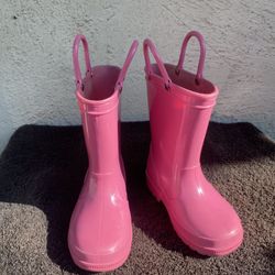  Pink Rain boots Girls Size 8..