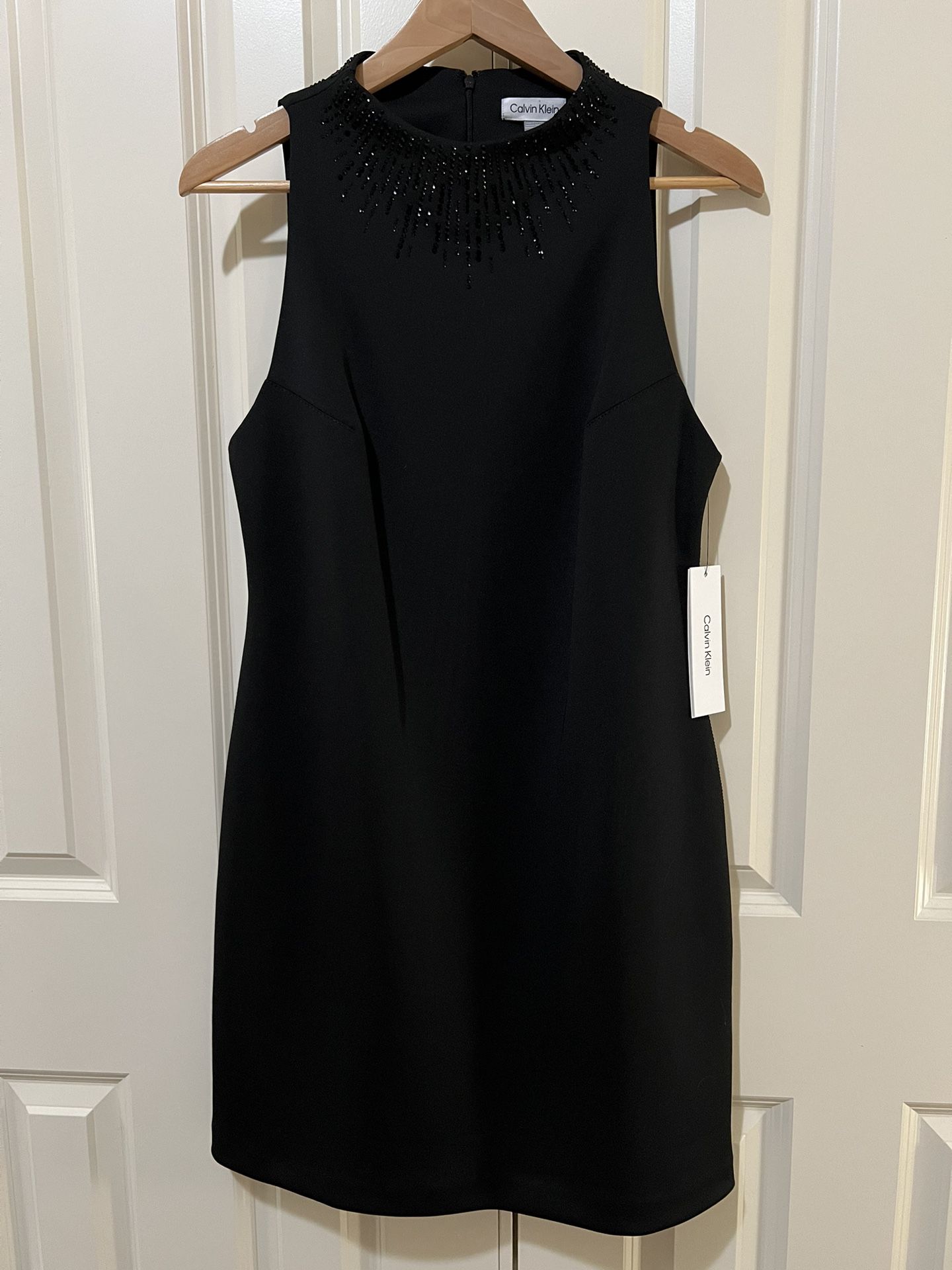 Calvin Klein Black Shift Dress with Beading; Size 10 - New with Tags!