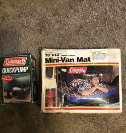 Coleman inflatable mini-van mat and Coleman quick pump