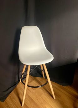 Ashley Furniture Eames Style Bar Stool chair white wooden legs as is pick up deliver.