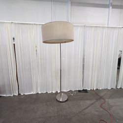 Modern Silver Arc Floor Lamp with Fabric Shade