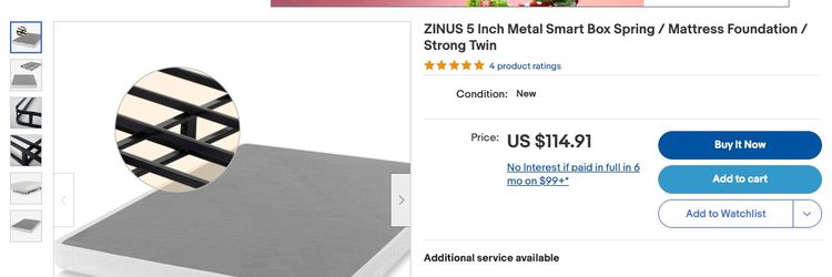 ZINUS 5 Inch Metal Smart Box Spring / Mattress Foundation / Strong Twin new in box
