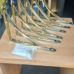 6 PCS OF SOLID BRASS SHELF BRAKETS 10" X 8" BEATIFUL PCS