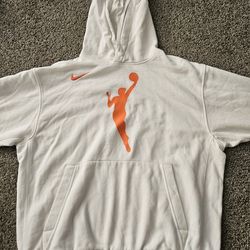 Nike Basketball Hoodie White Orange Logo Size Large