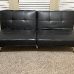 Black Leather Futon 