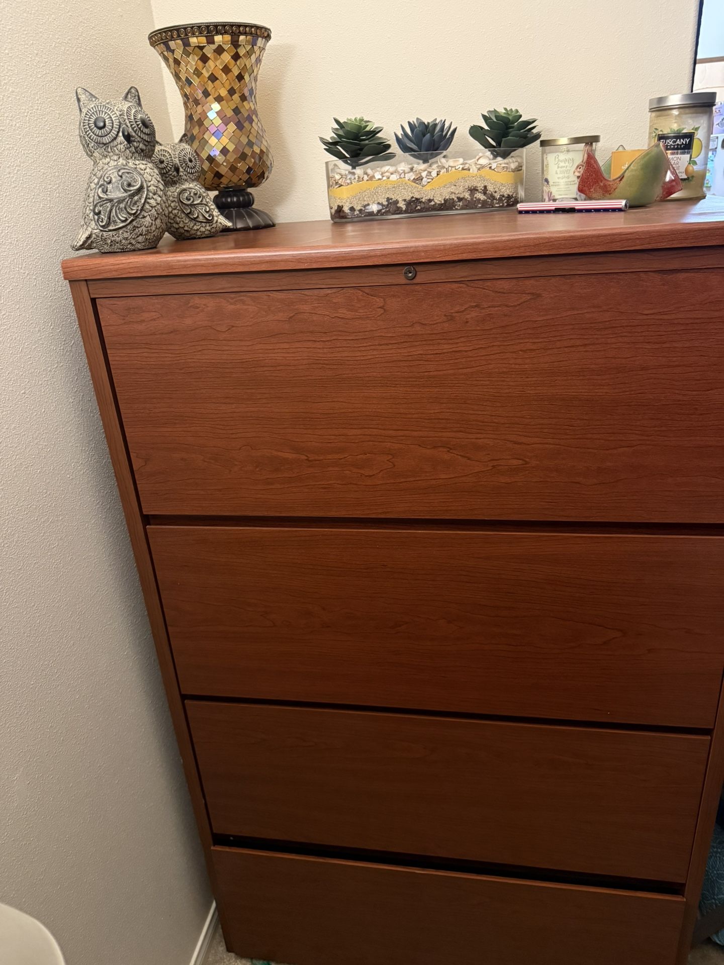 Cherry Wood Four Drawer File Cabinet