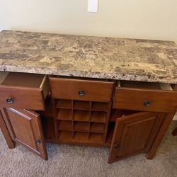 Buffer/Sideboard with Wine Rack, Walnut & Granite