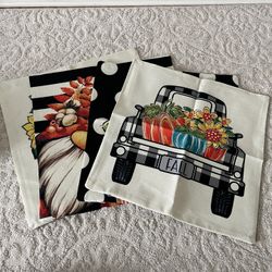 DESIHOM Fall Decor Throw Pillow Covers 18x18 Set of 4 Fall Decorations for Home Thanksgiving Autumn Pumpkin Truck Pillow Covers Fall Outdoor Couch Dec