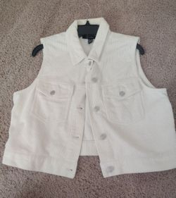 Forever 21 White Corduroy Button-Up Vest and Worthington business jacket