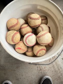 50 baseballs for batting practice with bucket