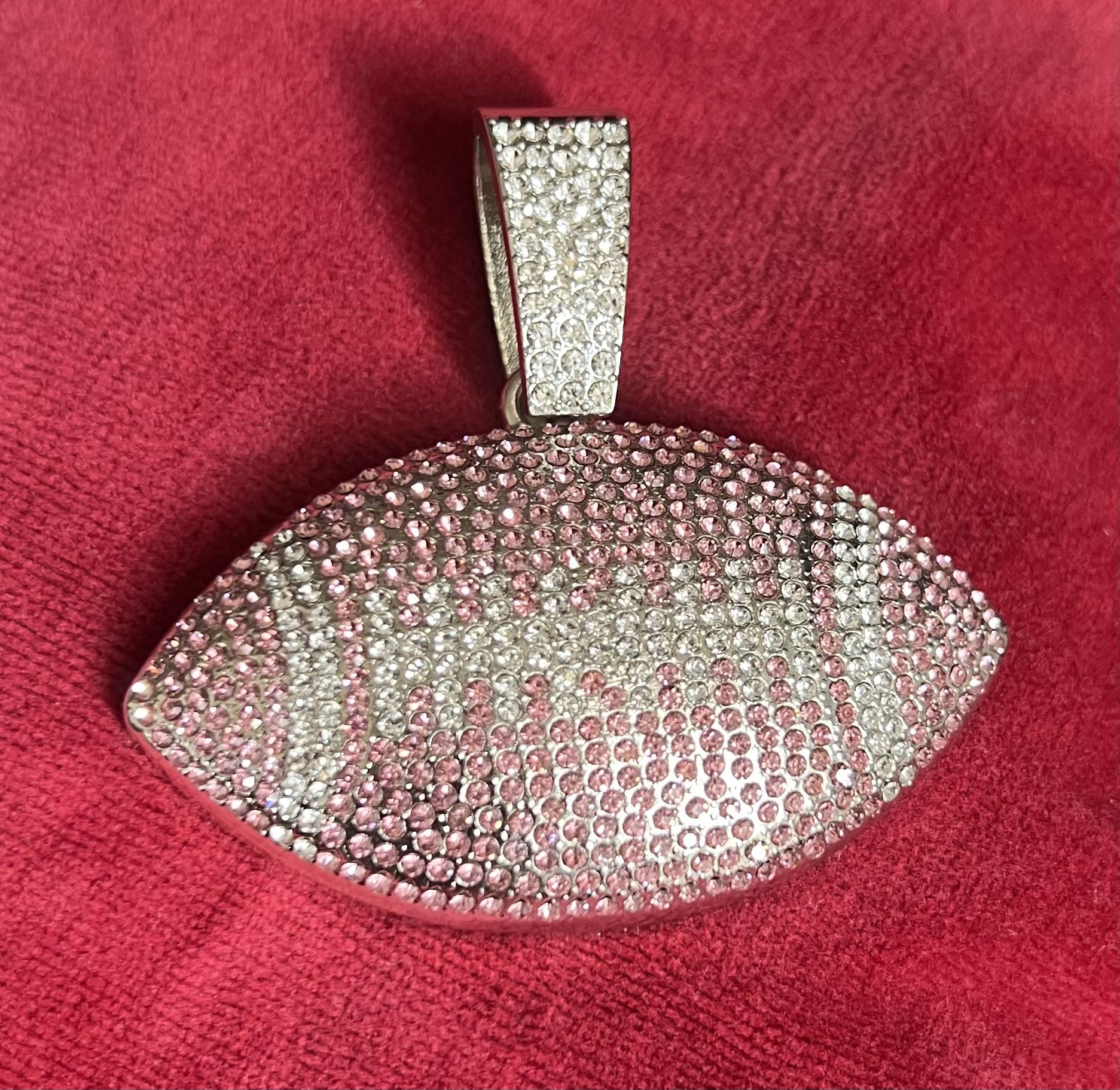 Silver White & Pink Football Pendant