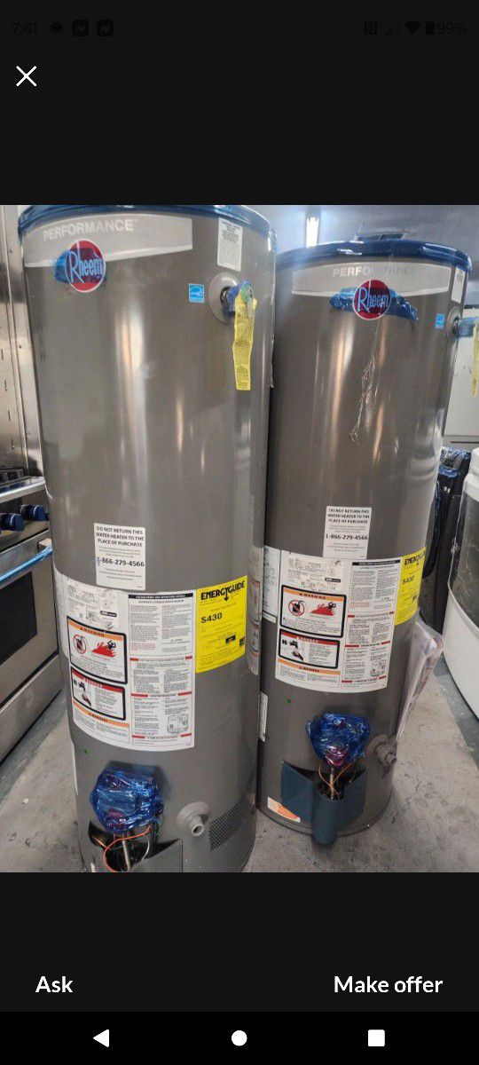 Gas Water Heater New Display Models 40 And 50 Gallon And 75gal With 1 Yr Warranty 