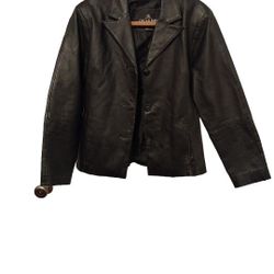 Leather Jacket Black Women's Size L