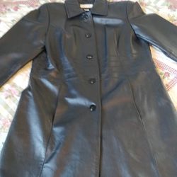 Women's Preston York Long Black Lambskin Leather Coat