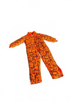 Vtg 80s RefrigiWear Blaze Orange CamoTen Insulated Coveralls Hunting Suit Men's