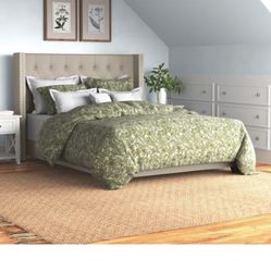 KING FAUX LEATHER GOLD BED FRAME