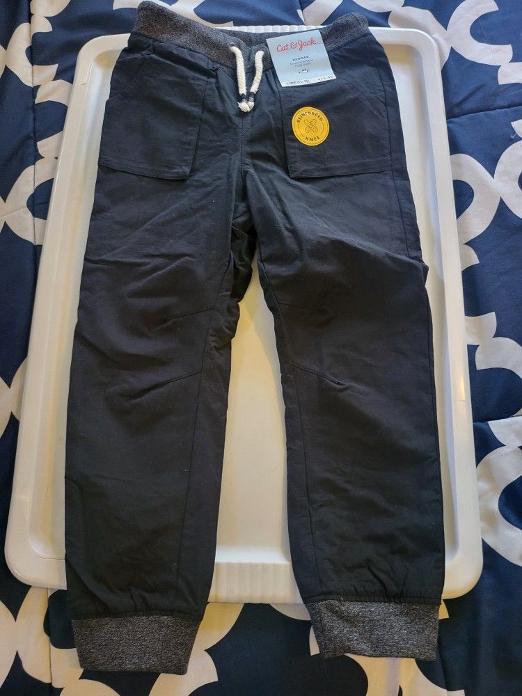 Cat & Jack Boys Size 4T Fully Cotton Lined Jogger Pants w/ Reinforced Knees