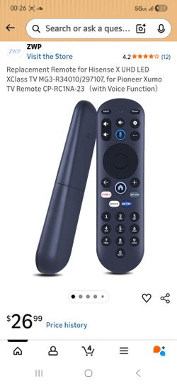 Replacement Remote for Hisense X UHD LED XClass TV MG3-R34010/297107, for Pioneer Xumo TV Remote CP-RC1NA-23 (with Voice Function)
