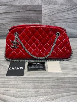 Chanel Mademoiselle Patent Leather Red Quilted Chain Handbag (A1D015726)