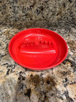 Red Plastic Ashtray with Cigarette/Cigar Rests