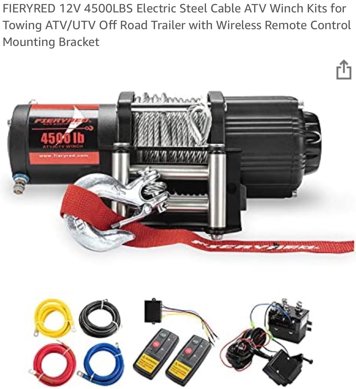 FIERY RED 4500lb ATV/UTV Winch