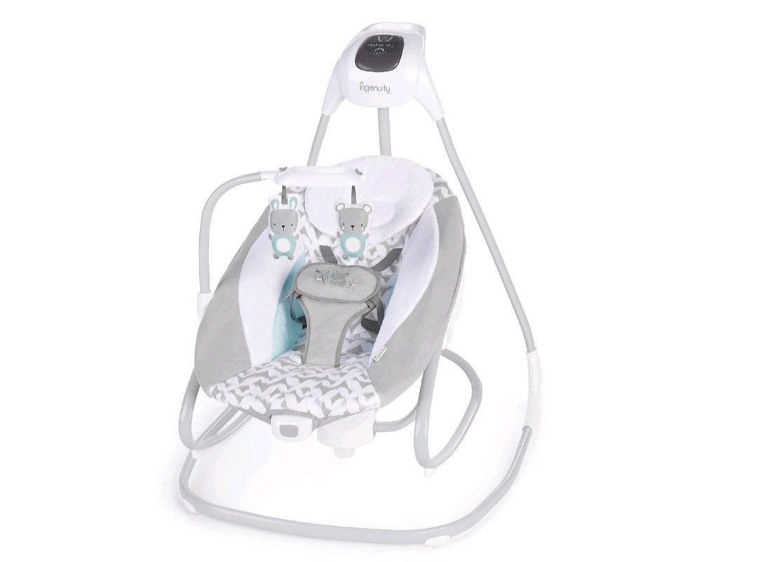 Ingenuity InLighten 2-in-1 Baby Swing & Rocker with Vibrations, Swivel Seat