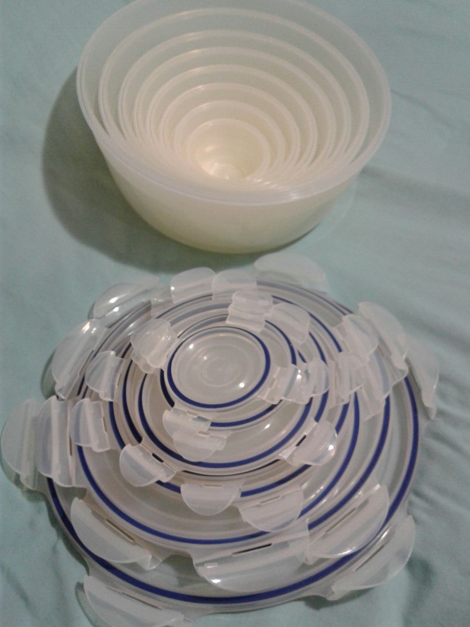 STORAGE BOWLS WITH LIDS (Set of 8) Lock & Lock graduated plastic