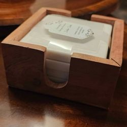 Handcrafted Marble Coasters with Wood Caddy Holder