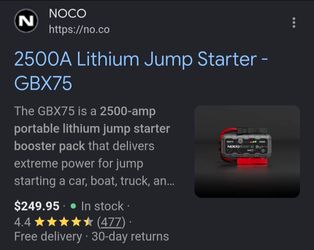 NOCO GBX75 2500A Lithium Jump Starter