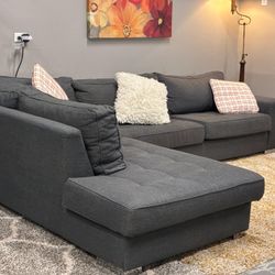 🩶 Modern Gray L-Shaped Sectional Sofa w/ Chaise – Large & Comfortable