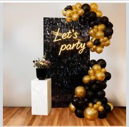 Black Shimmer Wall Backdrop 12 Panels Cover 4 x 3 Ft, Photo Backdrops for Wedding,Anniversary,Birthday,Party Decoration $30 each 4 available (BLACK)